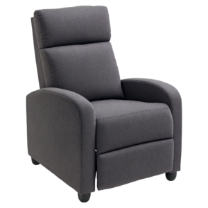 Fabric Recliner Sofa Manual Recliner, Home Theater Seating Single Reclining Sofa Chair with Padded Seat for Living Room, Dark Grey