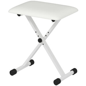 Adjustable Piano Bench, X-Style Folding Piano Stool with Padded Seat, Non-Slip Rubber Feet, Keyboard Chair, White