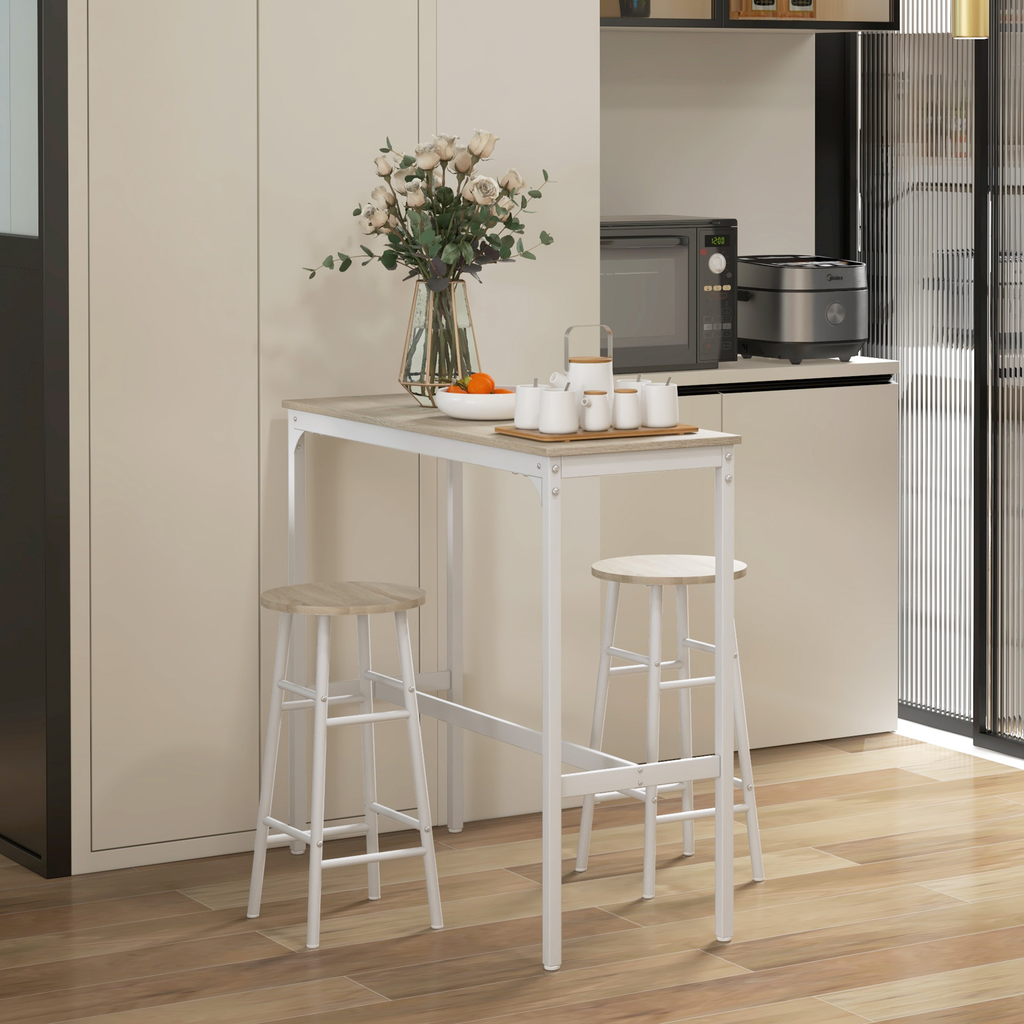 3-Piece Counter Height Bar Table and Chairs, Dining Table and Chairs Set for 2, Pub Table and Chairs - Image 6