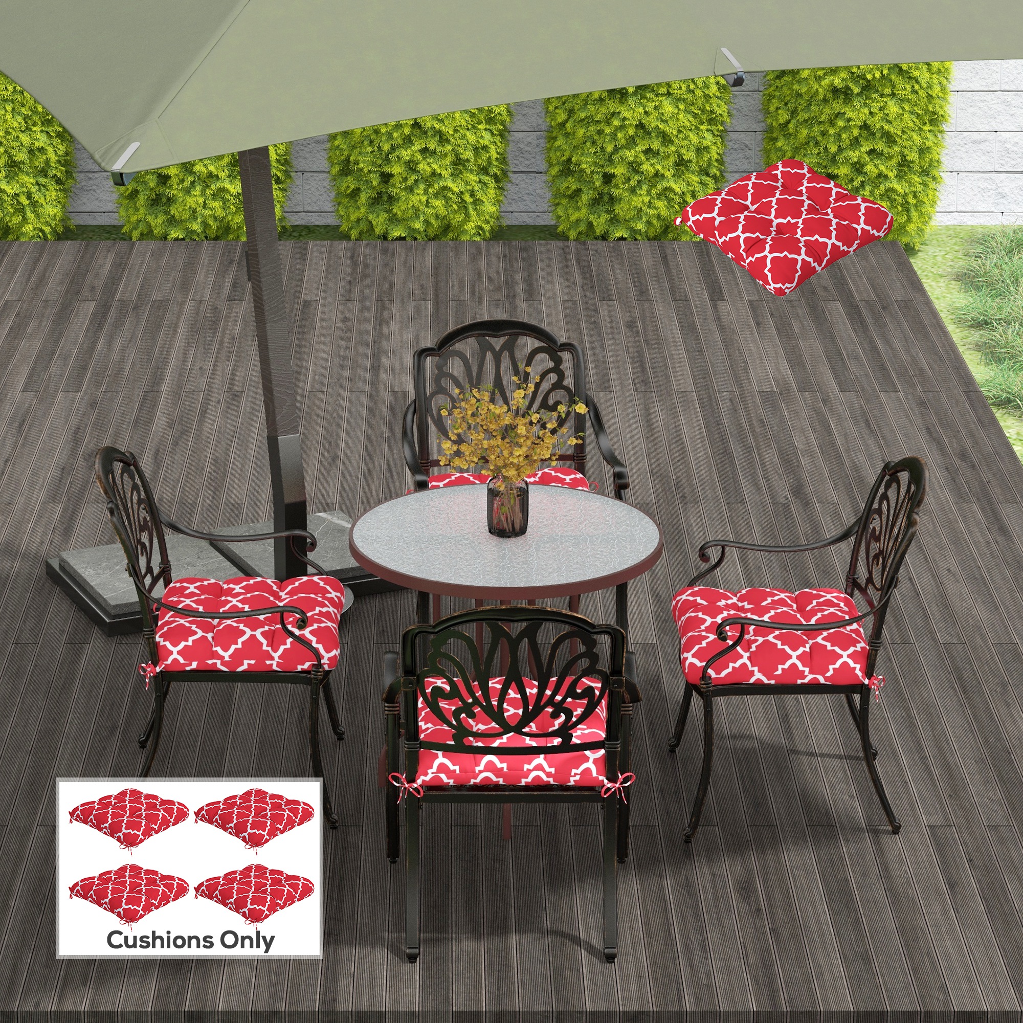 4-Piece Seat Cushion Pillows Replacement, Patio Chair Cushions Set with Ties for Indoor Outdoor - Image 6