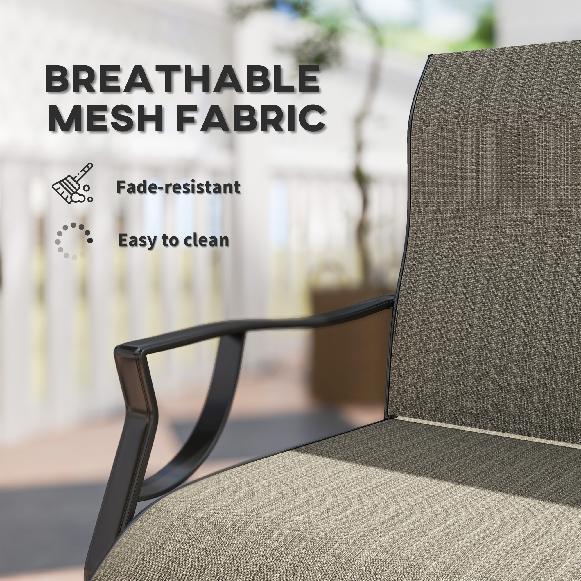 C Spring Motion Patio Chairs Set of 2 with Curved High Backrest, Armrest, All Weather Breathable Fabric, Metal Frame - Image 4