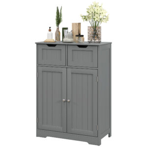 Bathroom Cabinet, Bathroom Storage Cabinet with 2 Drawers, Adjustable Shelf for Living Room, Entryway, Grey
