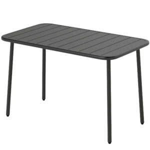 47" x 28" Outdoor Dining Table for 4, Rectangular Patio Table with Slatted Top and Rounded Edges, Grey