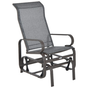 Patio Glider with Breathable Mesh Fabric, Outdoor Glider Chair, Garden Rocking Gliding Seat for Patio, Yard, Porch, Grey