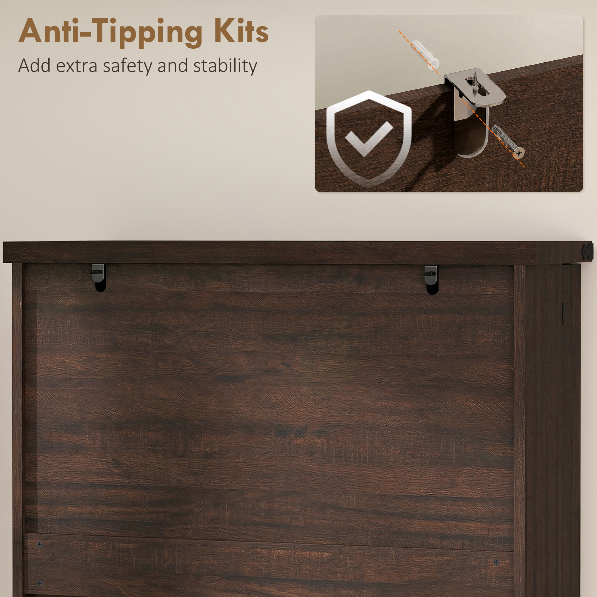 72" Tall Kitchen Pantry Cabinet, Farmhouse Storage Cabinet with 8 Door Racks and Adjustable Shelves, Distressed Brown - Image 3