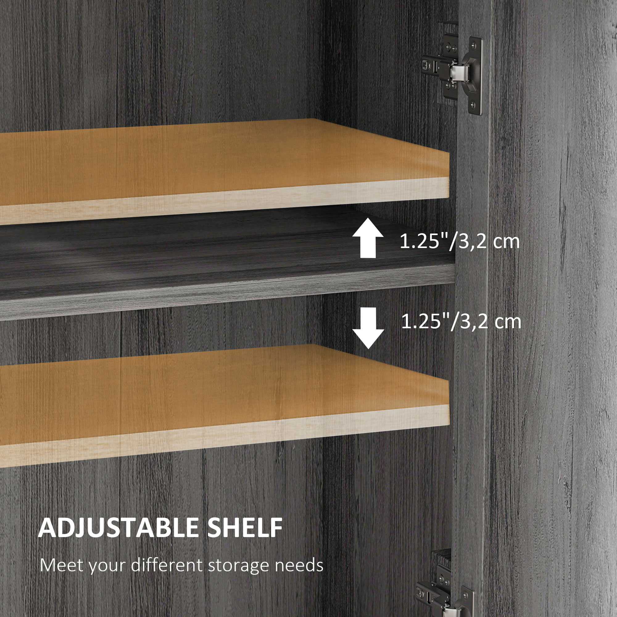 Storage Cabinet Farmhouse Sideboard Storage Cabinet with Doors and Drawer for Kitchen, Living Room, Grey Wash - Image 3