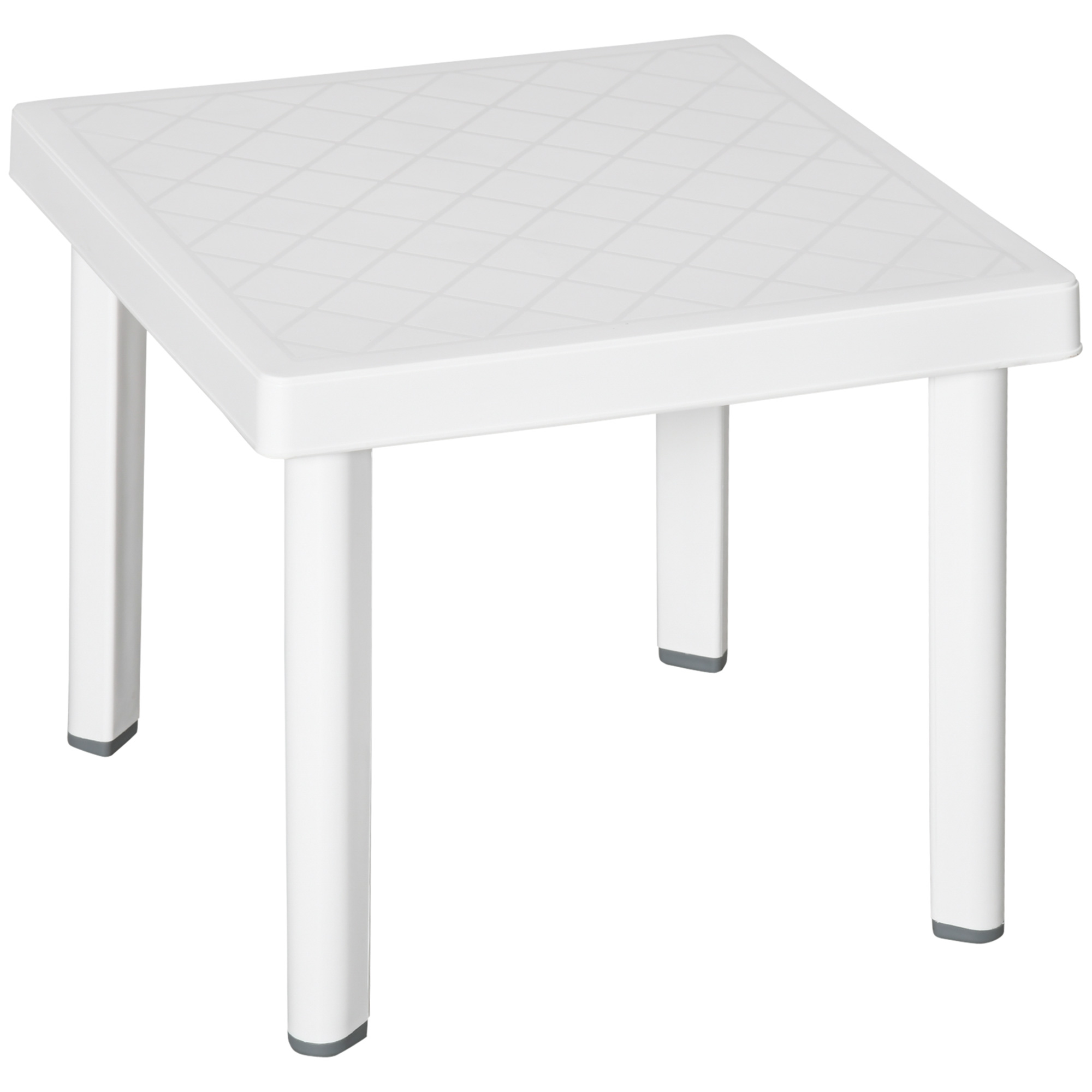 Garden Side Table, Plastic Outdoor Square Coffee Table for Drink, Snack, White