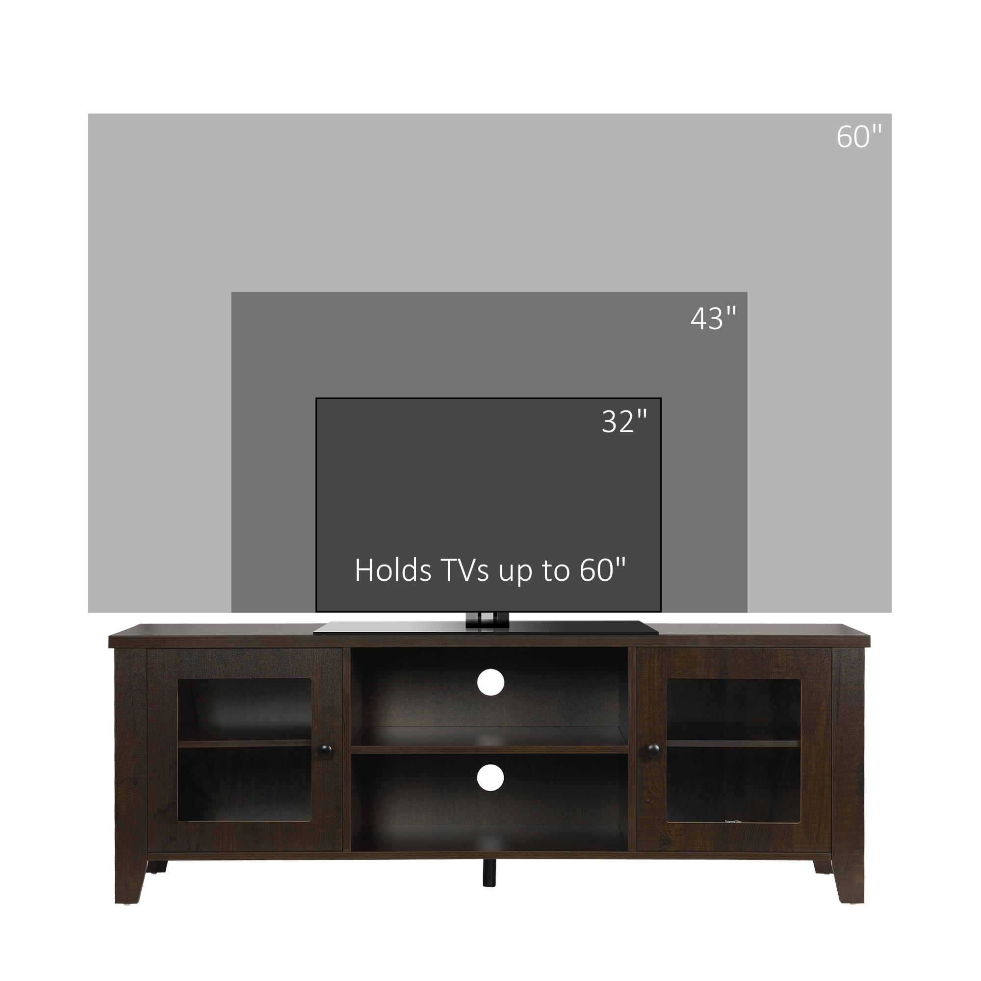 Fireplace TV Stand for TVs up to 60 inches, Wood TV Cabinet w/ Storage Doors or Living Room, Office, Coffee - Image 2