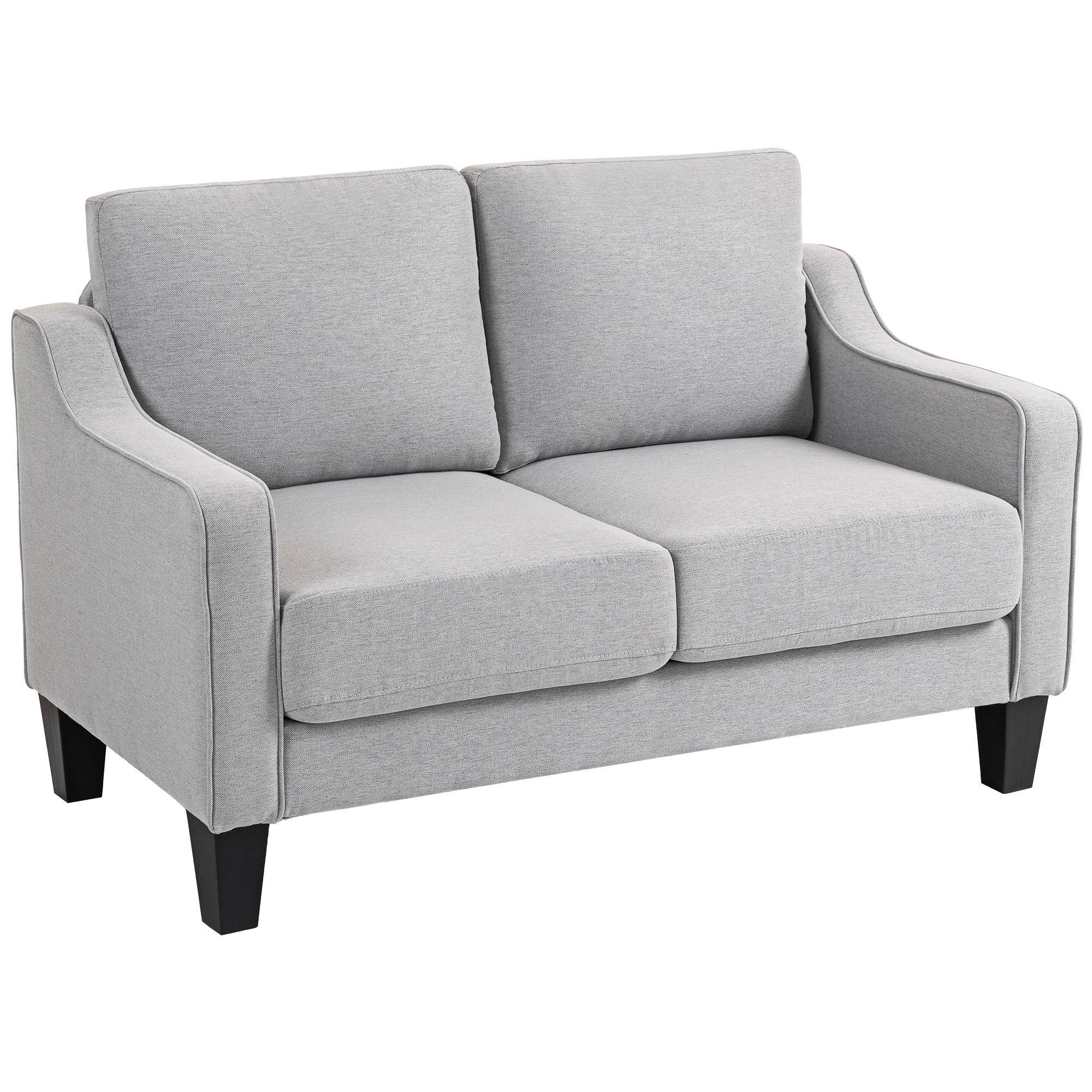 Loveseat Sofa, Modern Couch with Pocket Spring, Linen Upholstered, Thick Padded, Light Grey