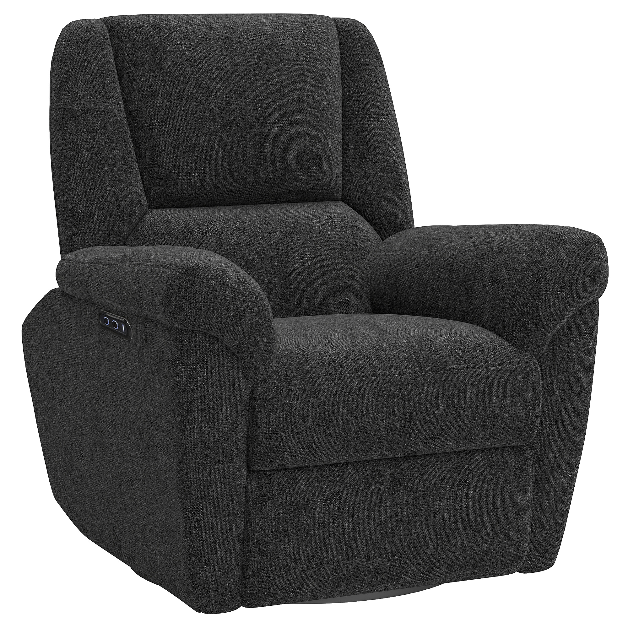 Power Recliner Chair, Fabric Upholstered Recliner Chair with USB Ports, Swivel and Rocking Function, Footrest, Black