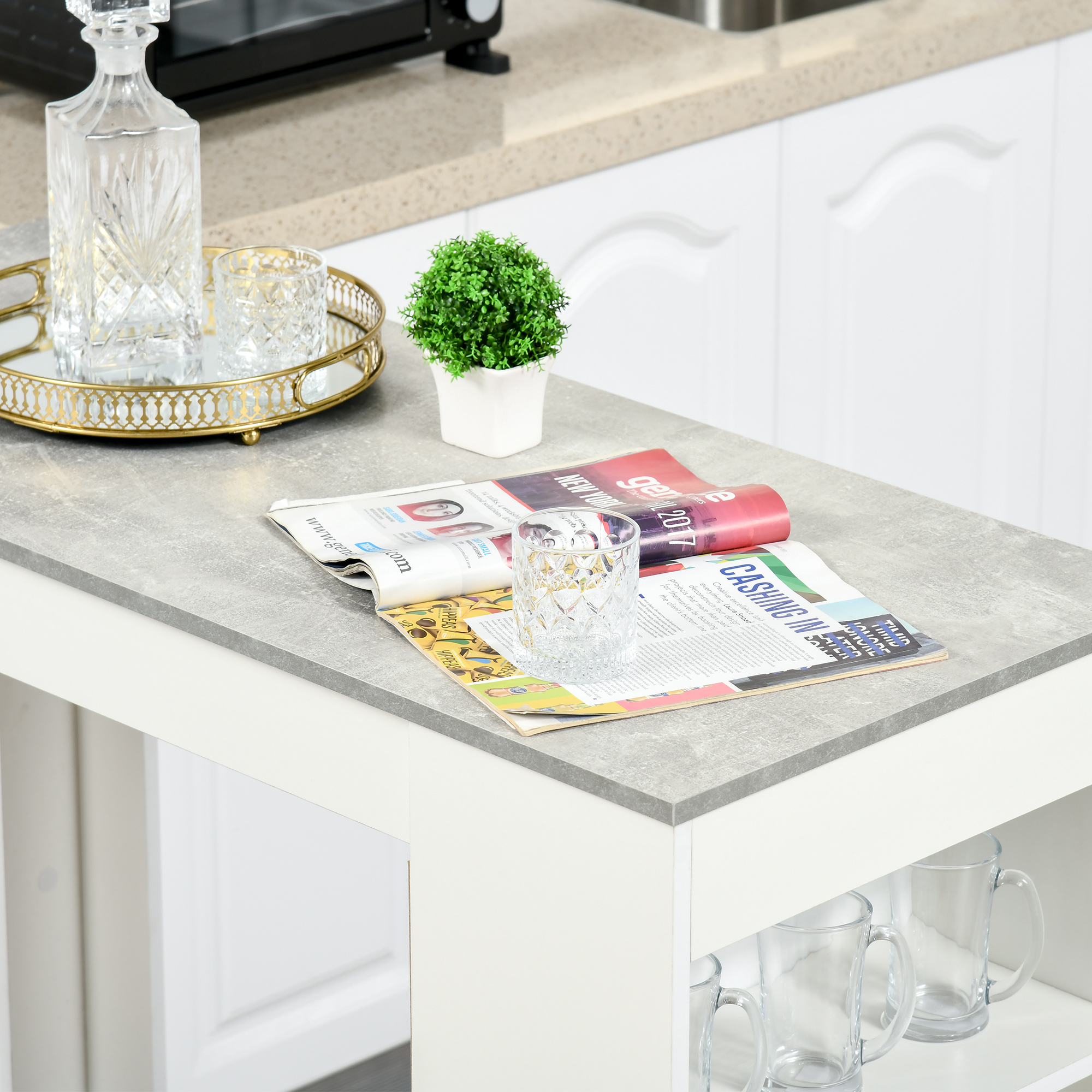Bar Table, High Top Pub Table with 4 Storage Shelves, Modern Bar Height Table for Home Bar, Kitchen, Grey - Image 4