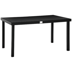 Aluminum Outdoor Dining Table for 6, Patio Rectangular Table, 55" W x 35.5" D x 29.25" H, Black