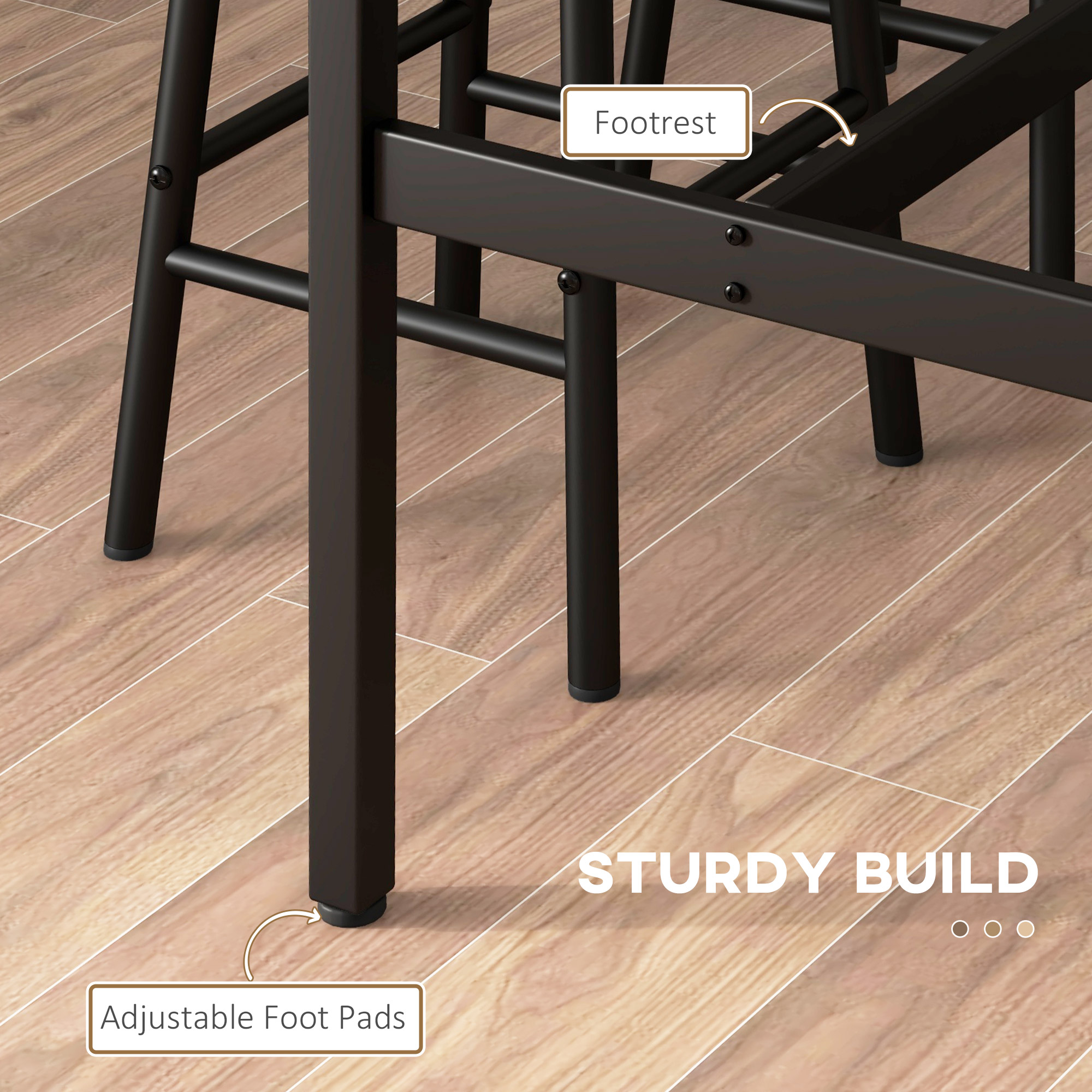 3-Piece Counter Height Bar Table and Chairs, Dining Table and Chairs Set for 2, Pub Table and Chairs - Image 4