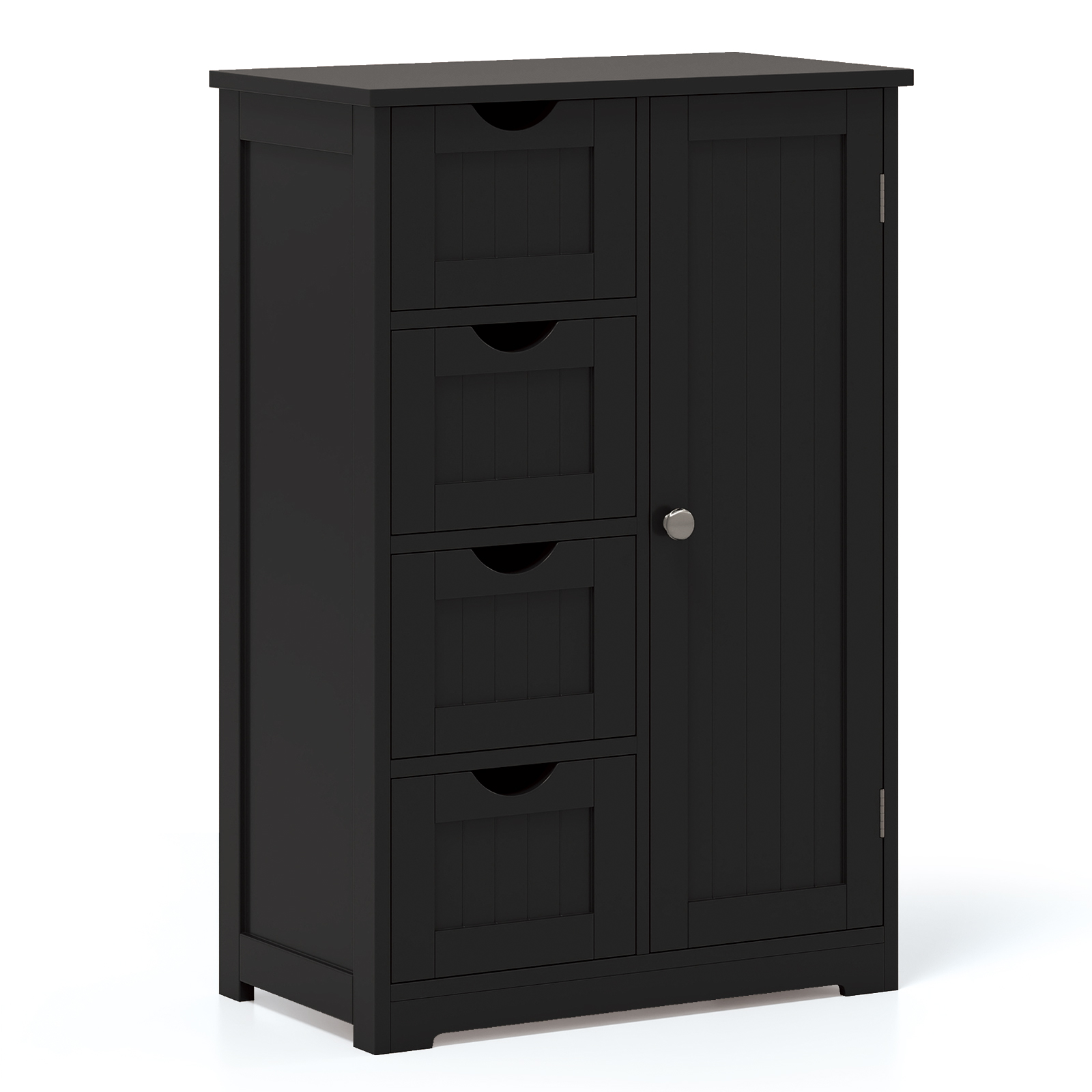 Standing Indoor Wooden Cabinet with 4 Drawers-Black - Image 2
