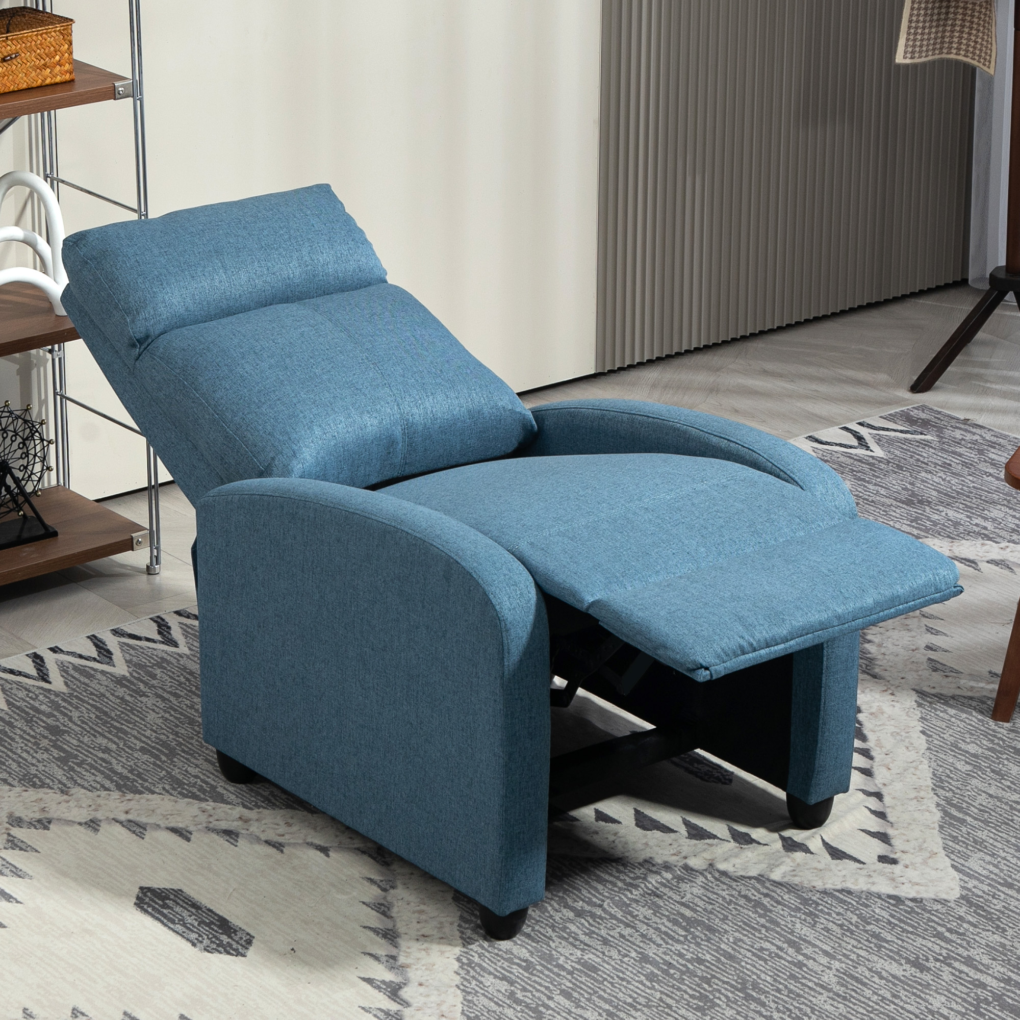 Fabric Recliner Chair Manual Home Theater Seating Single Reclining Sofa Chair with Padded Seat for Living Room, Blue - Image 5