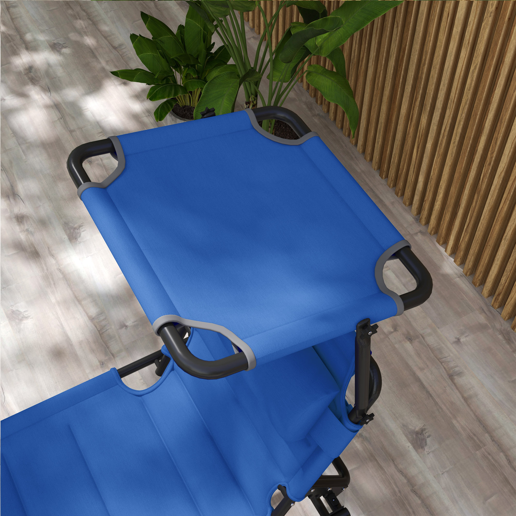 Folding Chaise Lounge with Adjustable Sunroof, Outdoor Quick Dry Padded Tanning Chairs with Headrest, Reclining Back Outdoor Lounge Chair, for Beach, Yard, Patio, Blue - Image 5