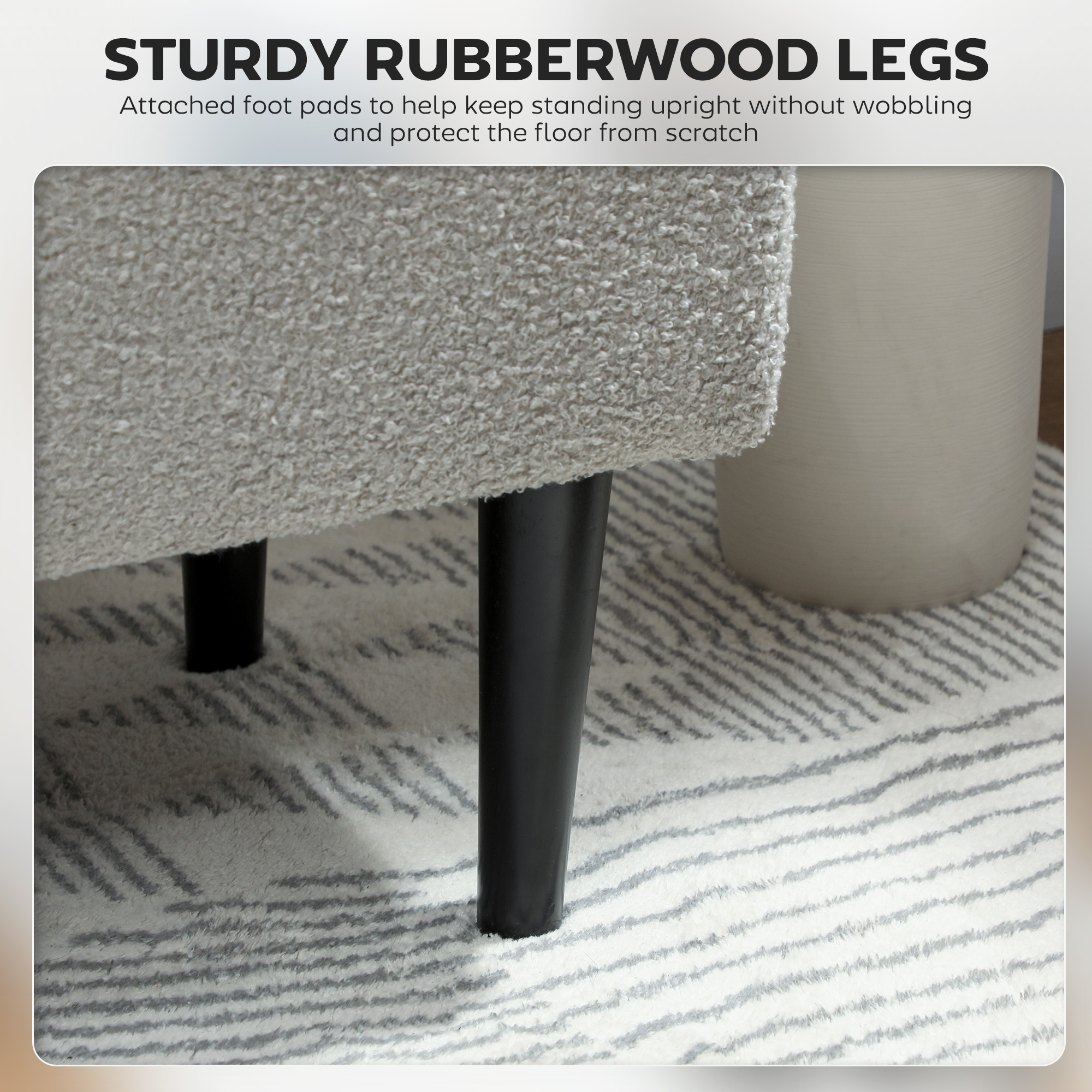 Modern Storage Bench, Ottoman with Storage and Lamb's Wool Upholstery for Living Room, Bedroom, Grey - Image 3