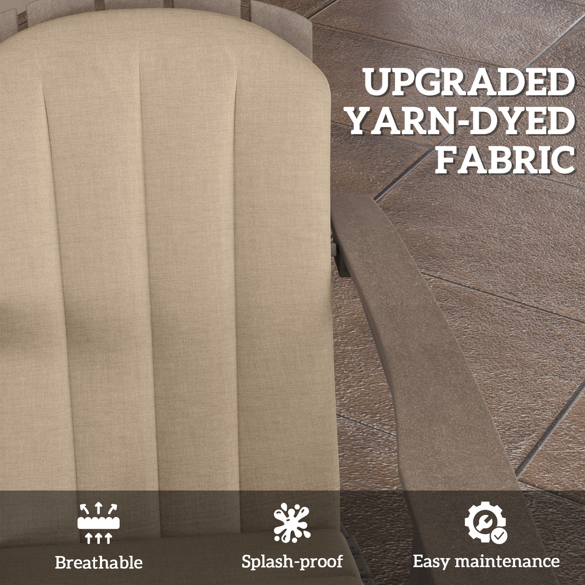 Set of 4 Patio Chair Cushions, High Back Adirondack Chair Cushion with Ties, High-Density Foam, Beige - Image 3