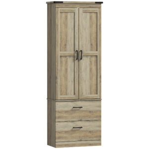 67" Tall Kitchen Pantry Storage Cabinet, Kitchen Pantry Cabinet with Doors, Drawers and Adjustable Shelves, Light Ivory