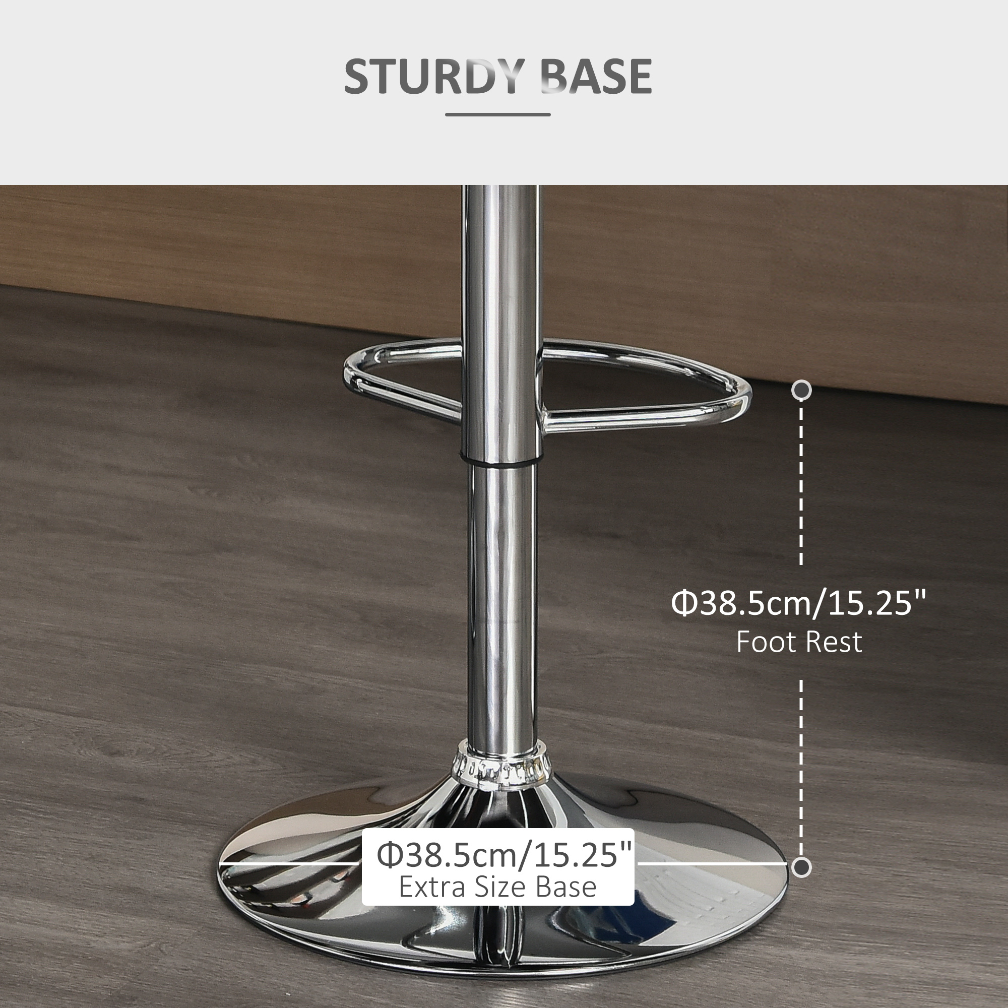 Set of 2 Counter Height Bar Stools Swivel Stool Height Adjustable Bar Chairs with Footrest for Kitchen Dining Home Pub, Grey - Image 5