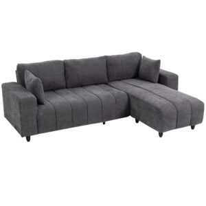 Sectional Couch with Integrated Seat, 3 Seater L-Shaped Sofa with Changeable Chaise, Spring Cushion, 2 Pillows, Grey