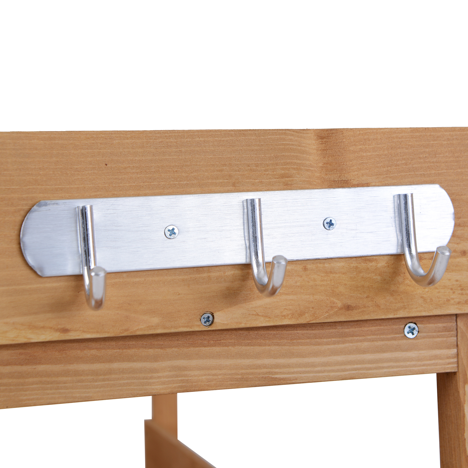 Outdoor Garden Wooden Potting Bench Work Station Table Tool Storage Shelf w/ Hooks, Natural - Image 6