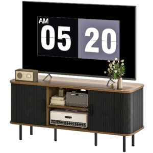 TV Stand Cabinet for TVs up to 55 Inches, TV Unit with Storage Shelves and Cabinets for Living Room, Black