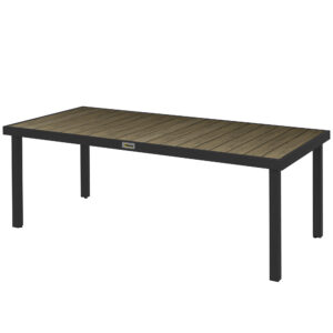 Patio Dining Table for 8, Rectangular Aluminum Outdoor Table for Garden Lawn Backyard, Natural
