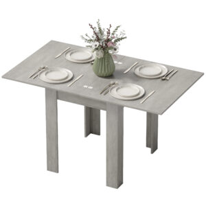 55" Extendable Dining Table for 4-6, Kitchen Table with Steel Slides and Felt Pads for Small Spaces, Grey