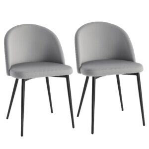 Set of 2 Mid-Back Dining Chair, Mid-Back Velvet-touch Upholstery Kitchen Chair for Living Room Dining Room, Dark Blue