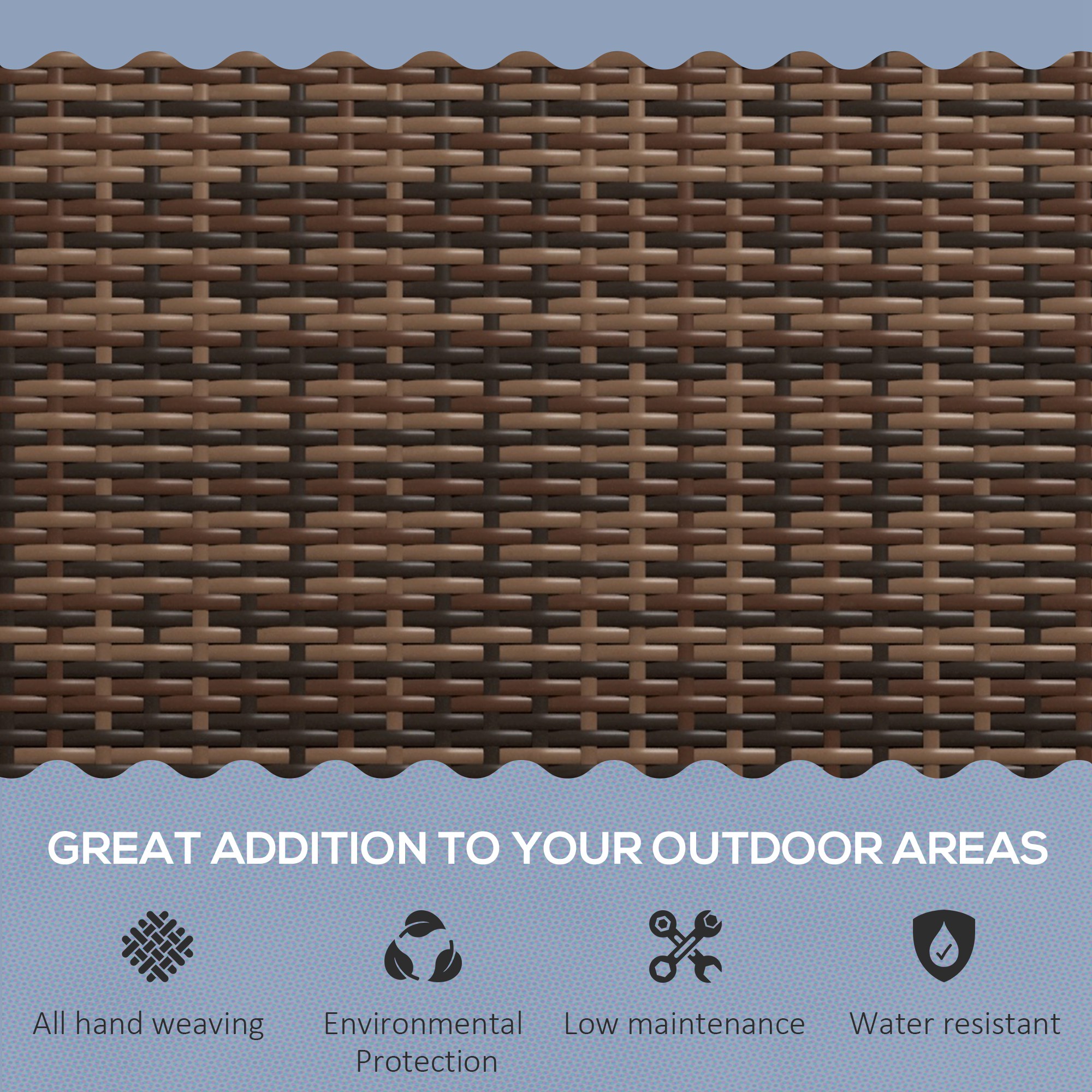 Rattan Wicker Loveseat Garden Furniture Leisure Chair with Armrests Brown - Image 3