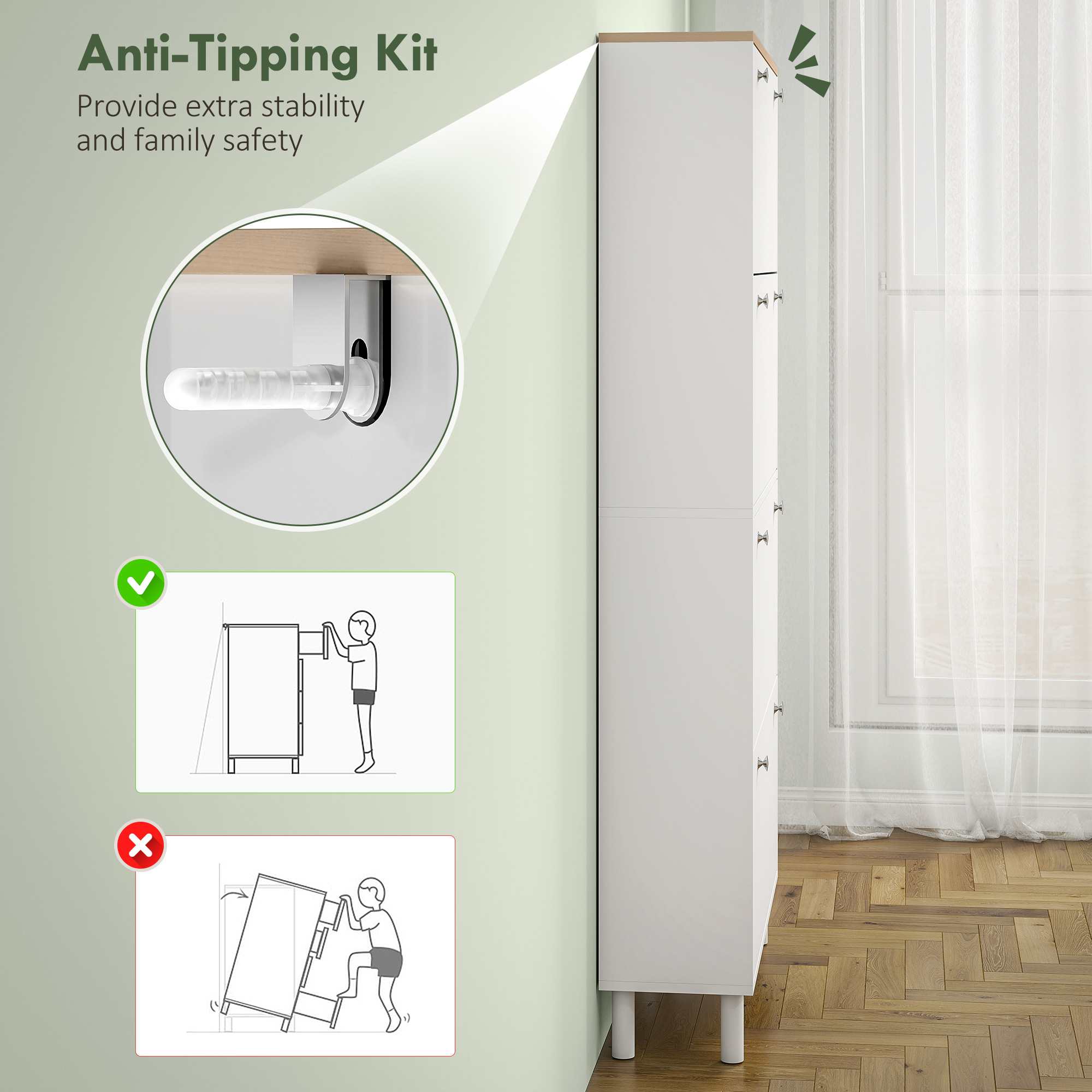 Narrow Shoe Cabinet with 4 Flip Drawers, Shoe Storage Cabinet with Adjustable Shelves, Holds 24–32 Pairs, White - Image 5