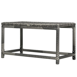 Patio Rattan End Table, Outdoor Side Table with Full Woven Table Top for Garden, Balcony, Mixed Grey