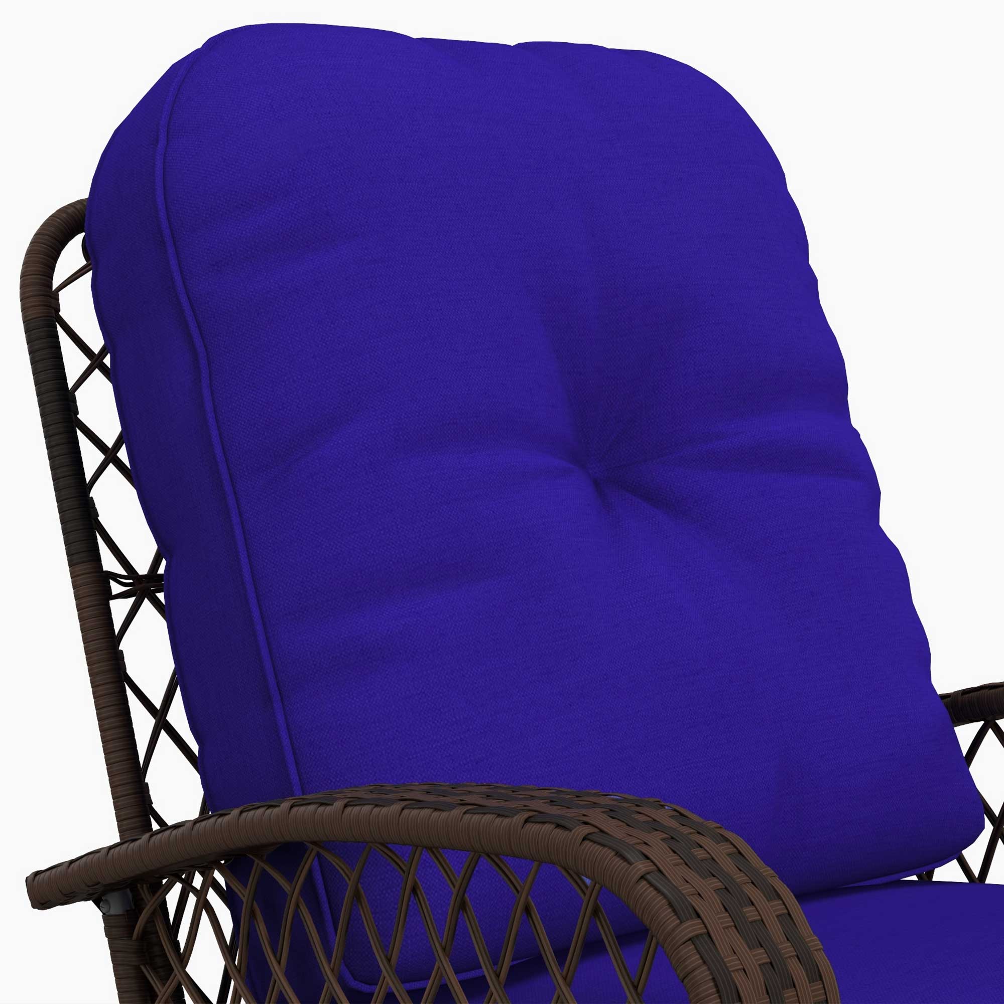 Outdoor Wicker Rattan Rocking Chair Patio Rocker with Thick Cushions for Garden Backyard Porch, Dark Blue - Image 5