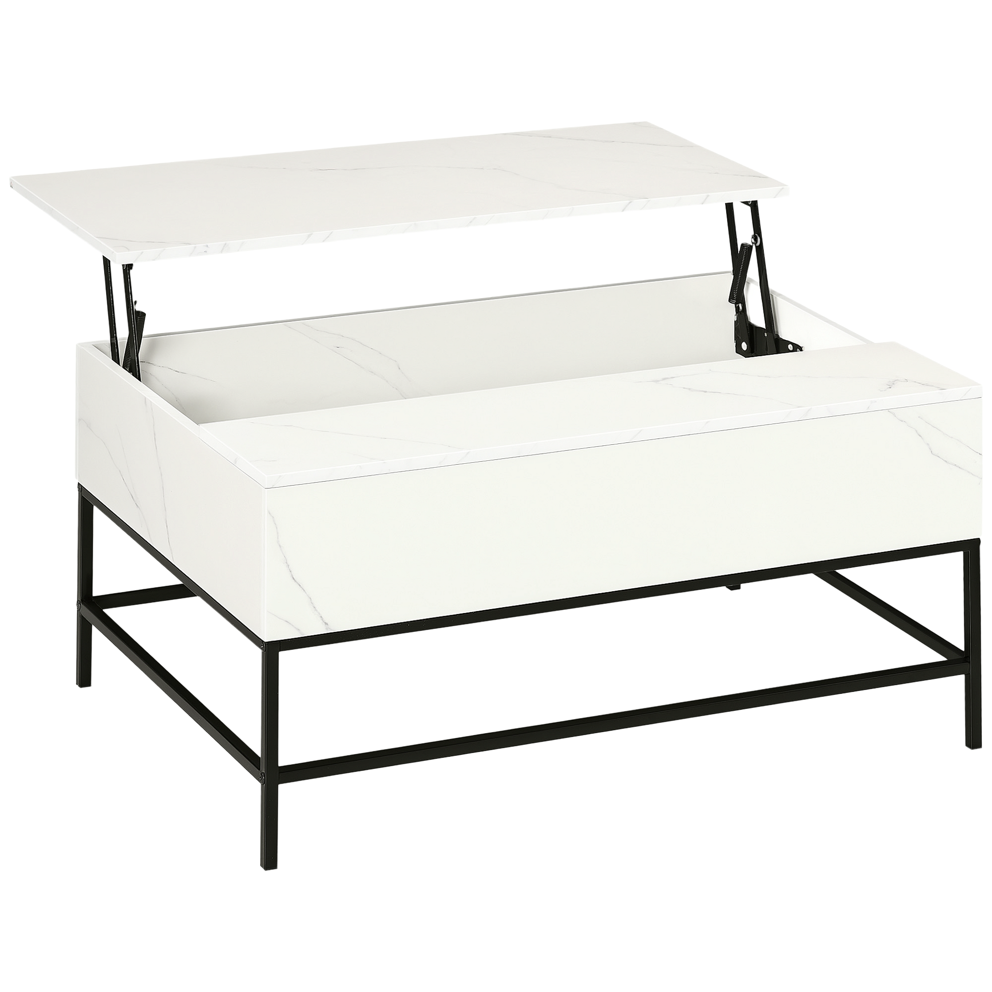 Lift Top Coffee Table with Hidden Storage Compartment Lift Tabletop Center Table for Living Room, White