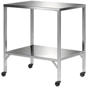 Outdoor Grill Cart with Stainless Steel Tabletop, Pizza Oven Stand with Shelf, Lockable Wheels, Rolling BBQ Table