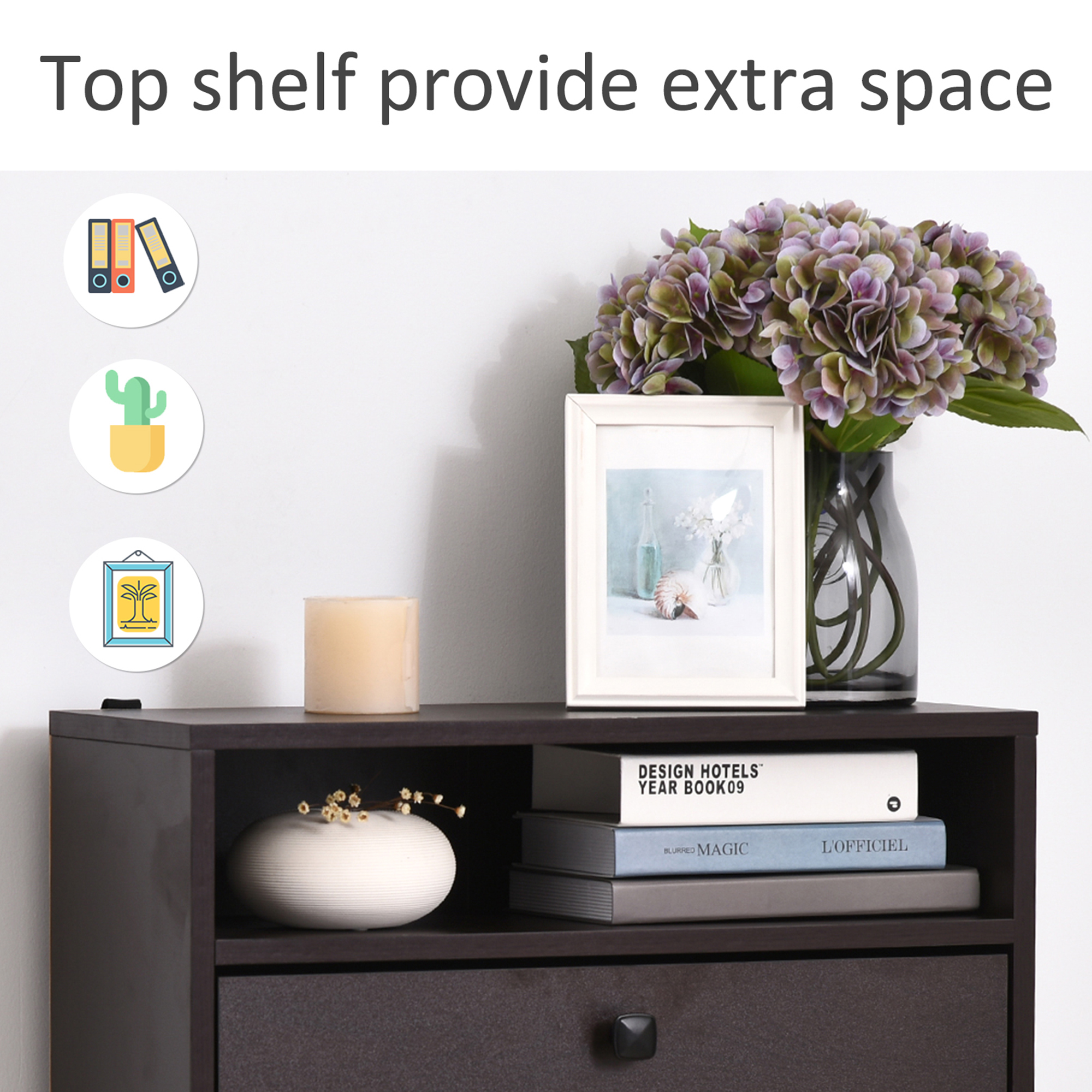 Slim Shoe Storage with 3 Flip Drawers and Adjustable Shelves Shoe Cabinet Organizer for 9 Pair, Coffee - Image 5