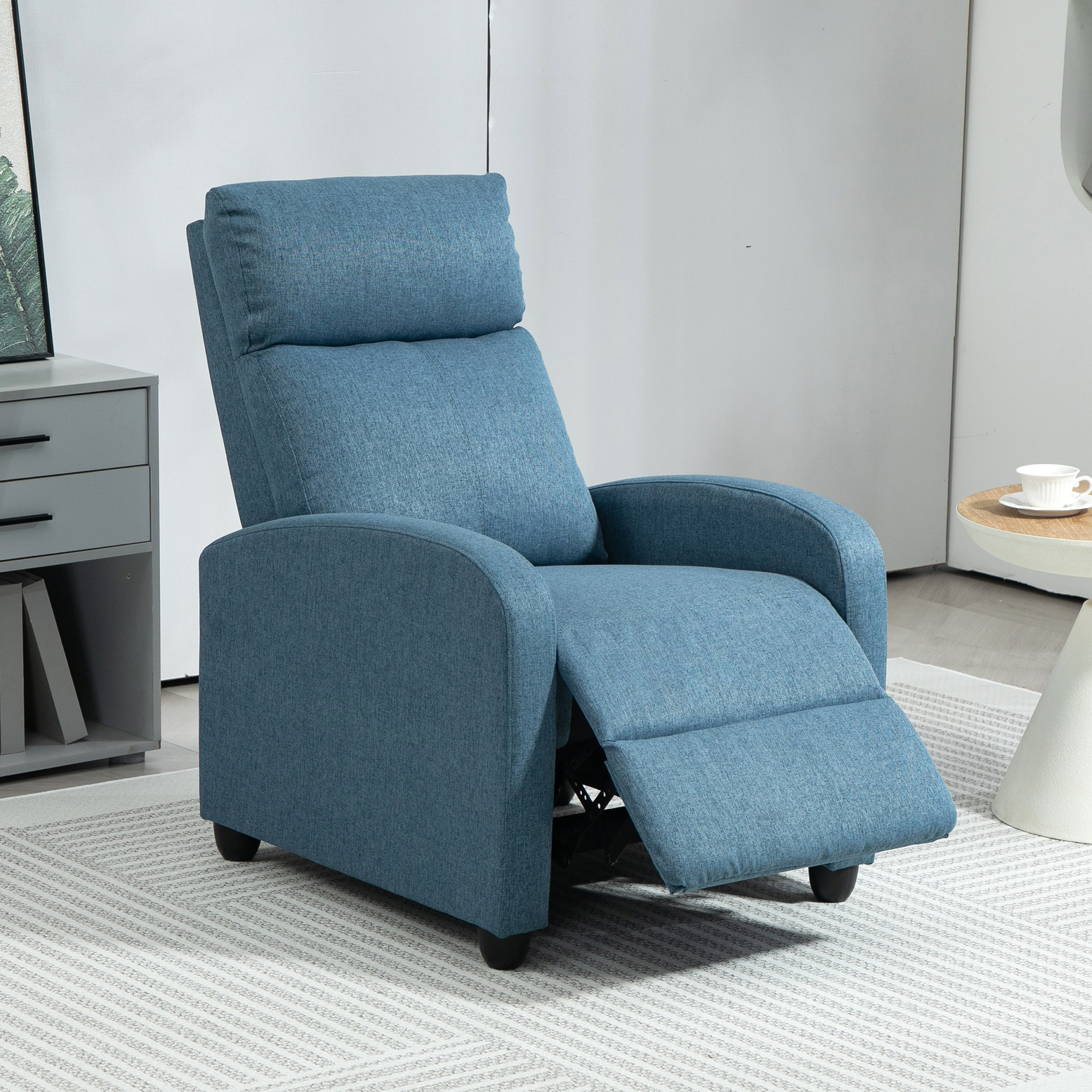 Fabric Recliner Chair Manual Home Theater Seating Single Reclining Sofa Chair with Padded Seat for Living Room, Blue - Image 6