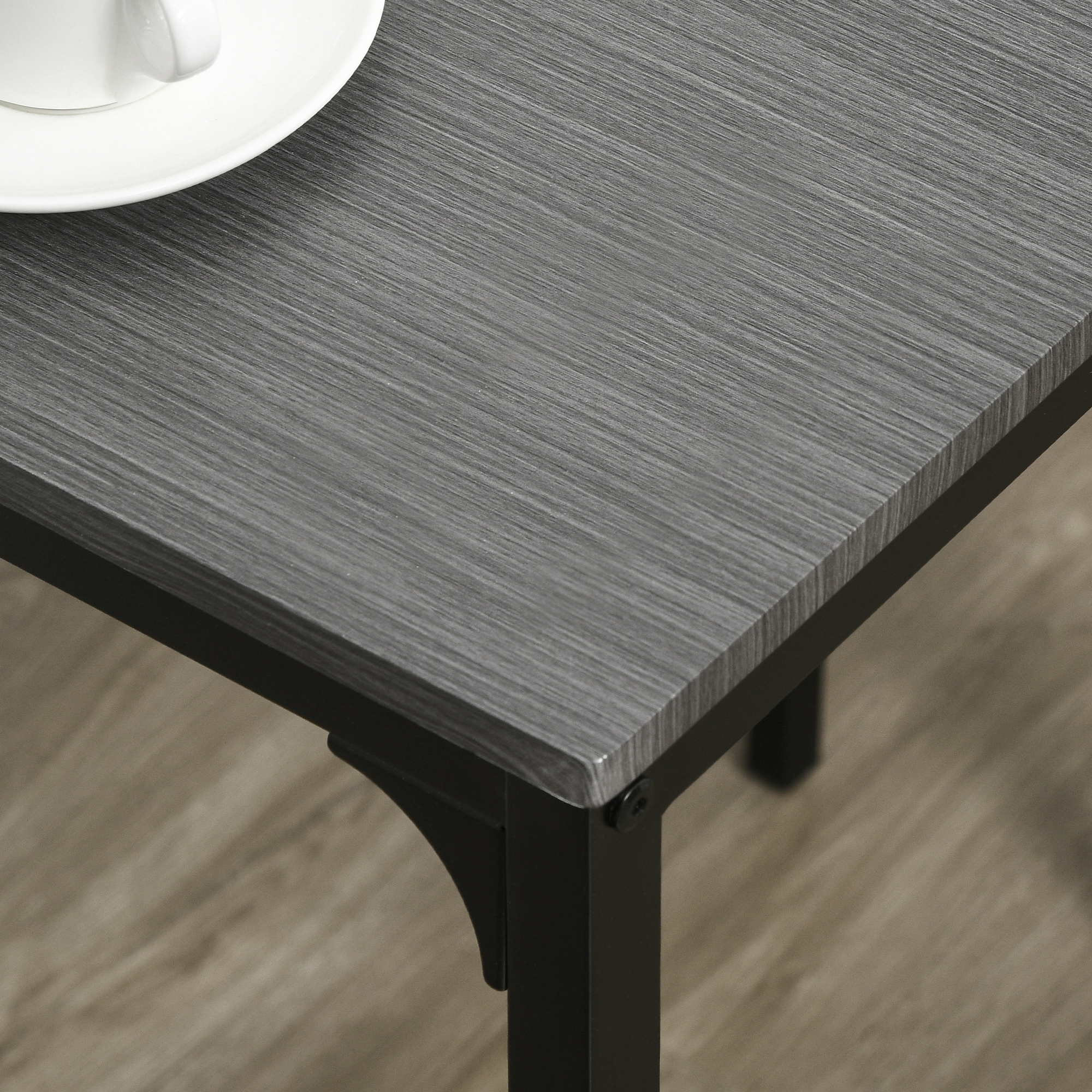 Industrial Bar Table Set Counter Height 3 Piece and 2 High Back Stools Set Dining Table Set Grey - Image 5