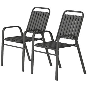 Stackable Outdoor Dining Chairs Set of 2, for Patio, Balcony, Deck, Garden, Black