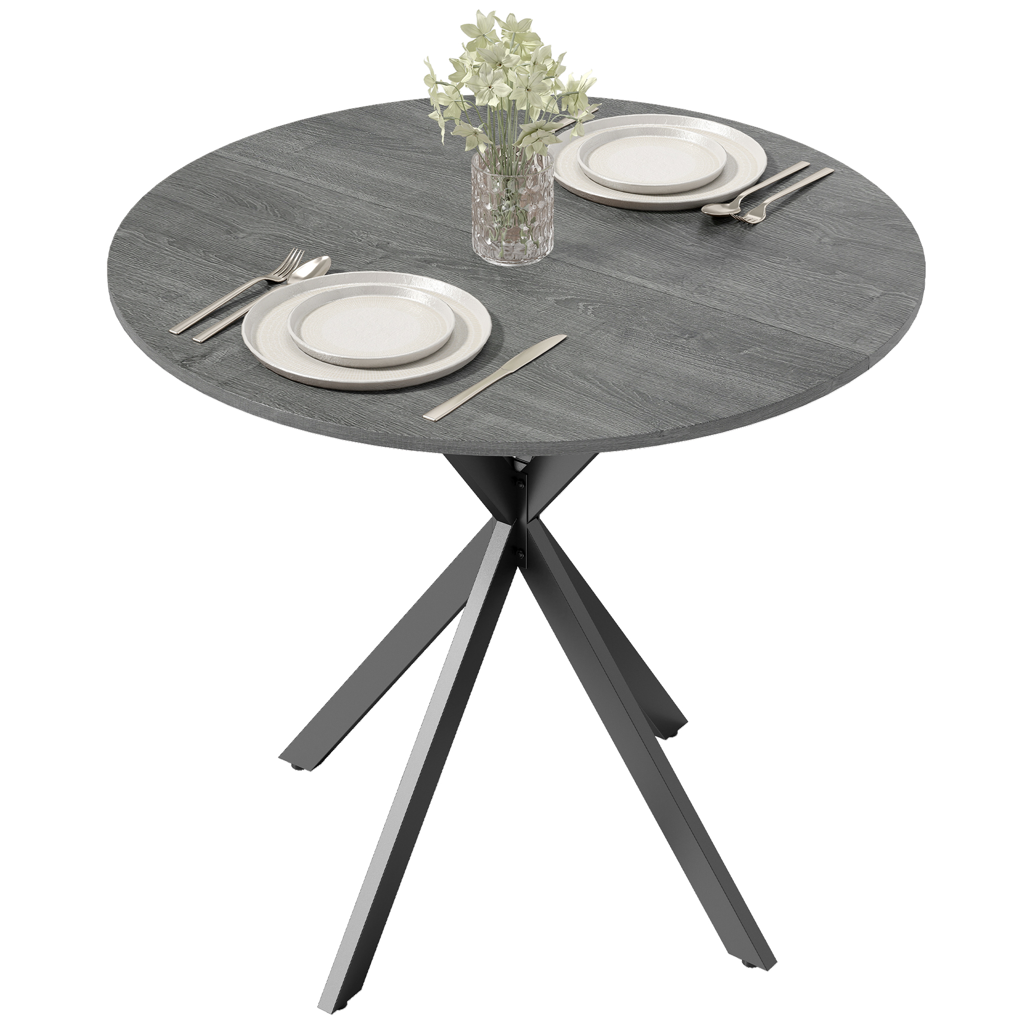 31.5" Industrial Round Dining Table - Distressed Grey