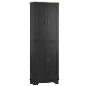 72" Tall Pantry Cabinet, Kitchen Pantry Cabinet with Adjustable Shelves, Storage Cabinet with 4 Doors, Black