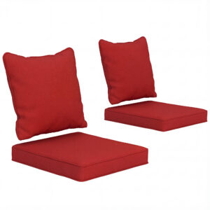 Seat Cushion Back Pillows Replacement Set of 2, Patio Chair Cushions Set for Indoor Outdoor, Wine Red