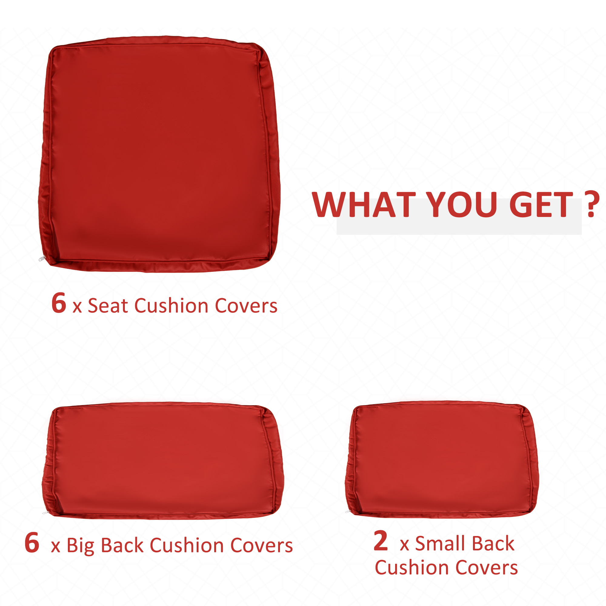 Outdoor 14pc Patio Rattan Sofa Set Cushion Polyester Cover Replacement Set - No Cushion Included Red - Image 2