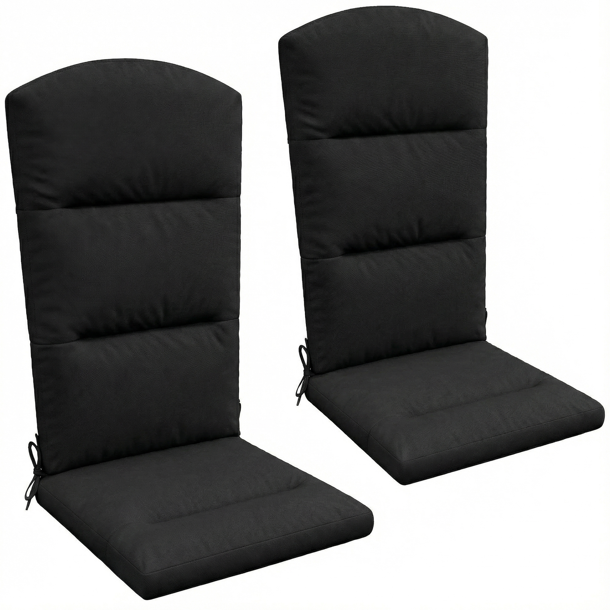 Patio Chair Cushion for Adirondack Chairs Replacement Cushion with Back and Ties, Black