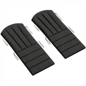 Set of 2 Patio Chair Cushions, High Back Adirondack Chair Cushion with Ties, High-Density Foam, Black