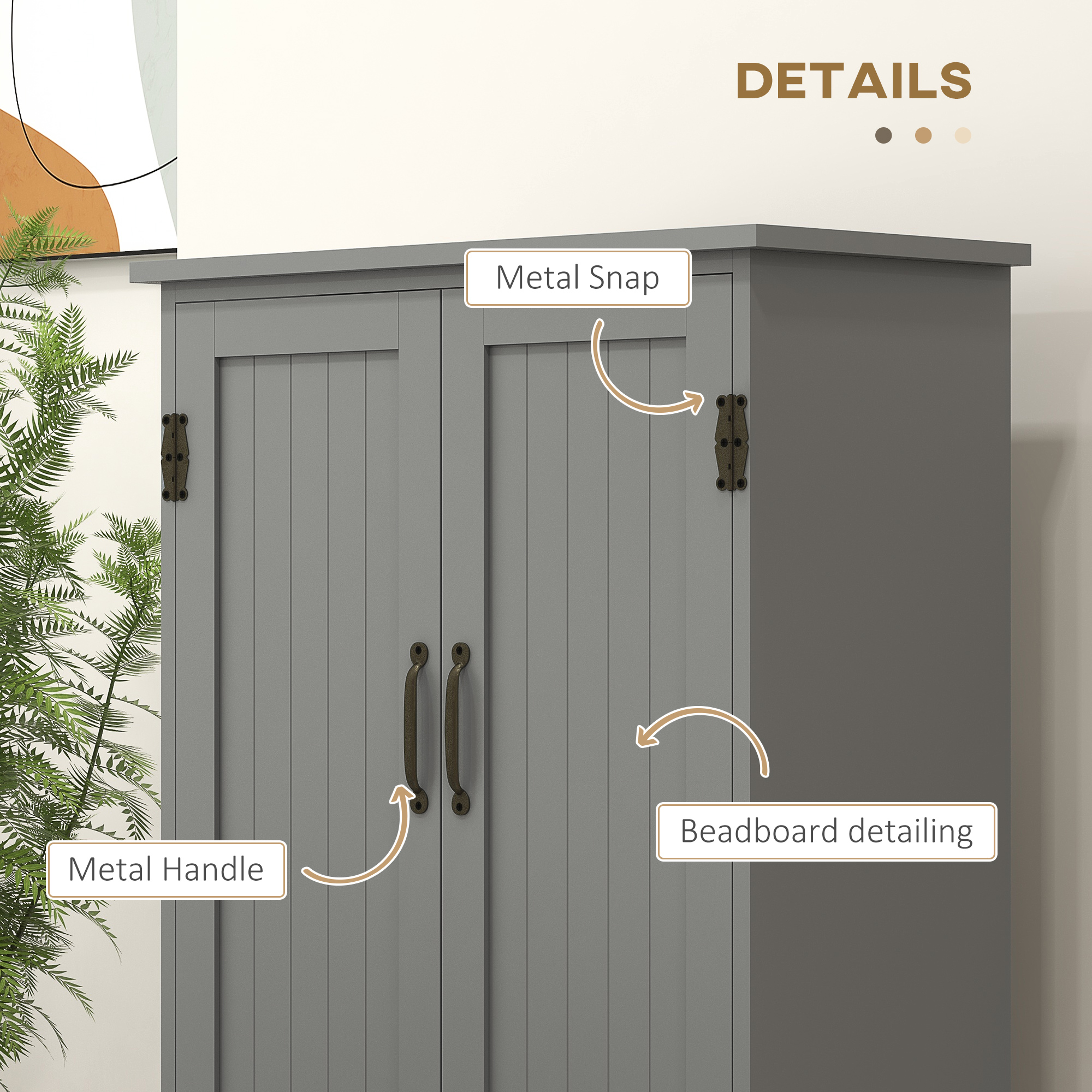 4-Door Storage Cabinet Multi-Storey Large Space Pantry with Adjustable Shelves Grey - Image 3