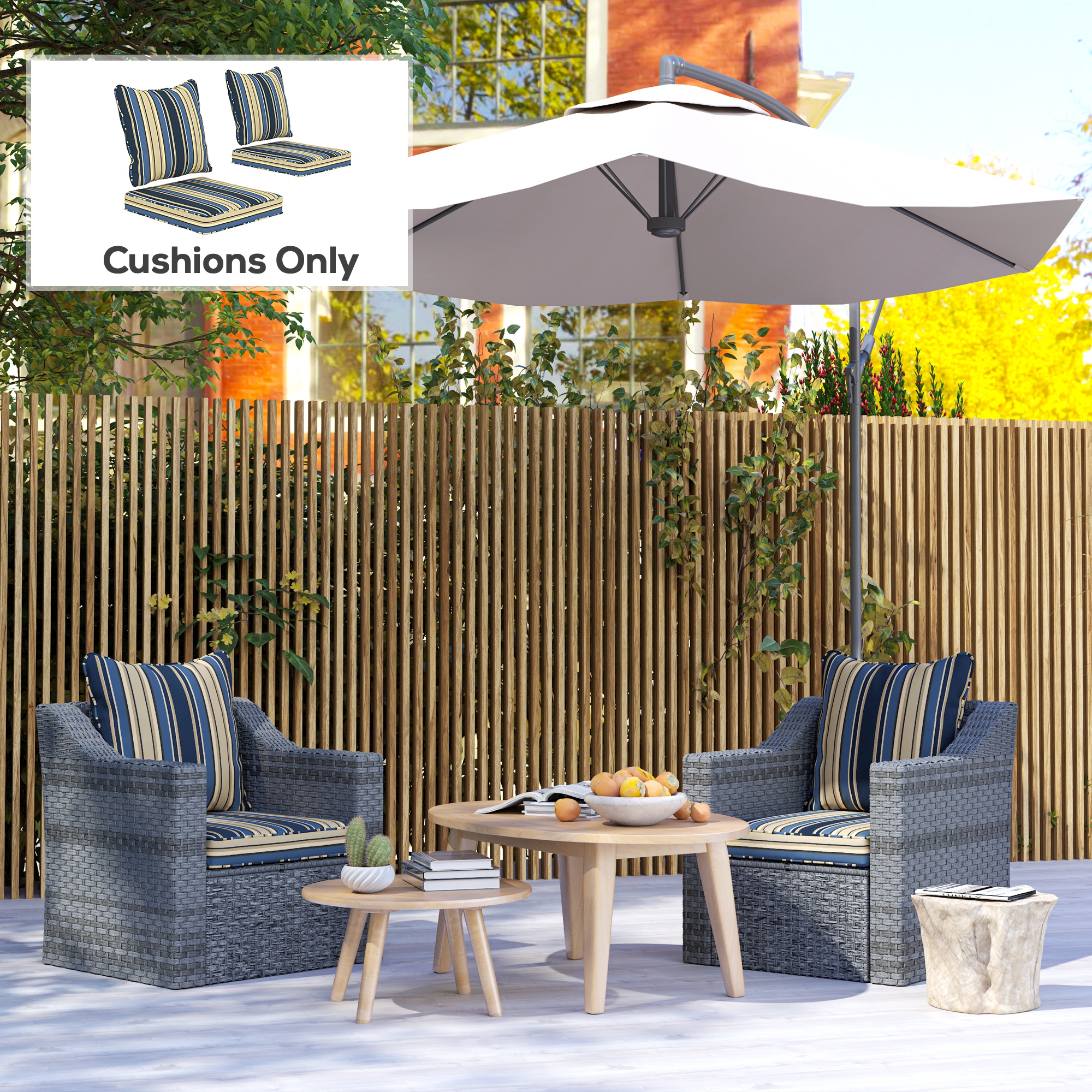 Seat Cushion Back Pillows Replacement Set of 2, Patio Chair Cushions Set for Indoor Outdoor, Blue - Image 6