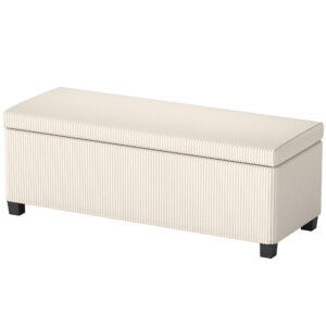44 Inches Ottoman with Storage, Lid, Legs, Corduroy End of Bed Bench for Living Room, Bedroom, Entryway, Beige