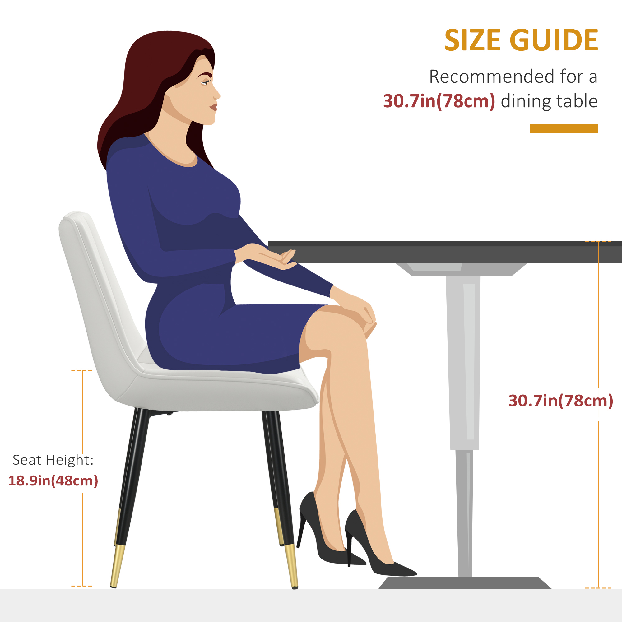 Dining Chairs Set of 2, Modern Kitchen Chair with PU Leather Upholstery and Steel Legs for Living Room, Bedroom, Cream - Image 5